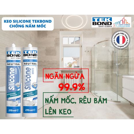 Keo Silicone chống nấm mốc chuyên dùng nhà bếp, nhà tắm và toilet - Keo Silicone Trung Tính Tekbond 270ml