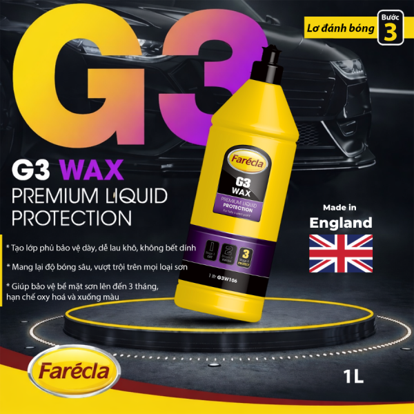 Kem đánh bóng Farecla G3 Wax Premium bước 3 - Lơ phủ bóng sơn xe, Tạo bóng & bảo vệ sơn | G3W106 chính hãng Anh Quốc