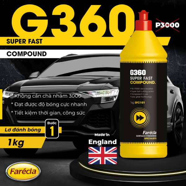 Kem đánh bóng Farecla G360 bước 1 - Lơ đánh bóng ô tô, Cắt xước không cần nhám P3000 | G3SFC101 chính hãng Anh Quốc