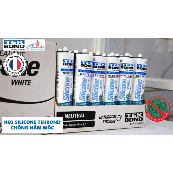 Keo Silicone chống nấm mốc chuyên dùng nhà bếp, nhà tắm và toilet - Keo Silicone Trung Tính Tekbond 270ml