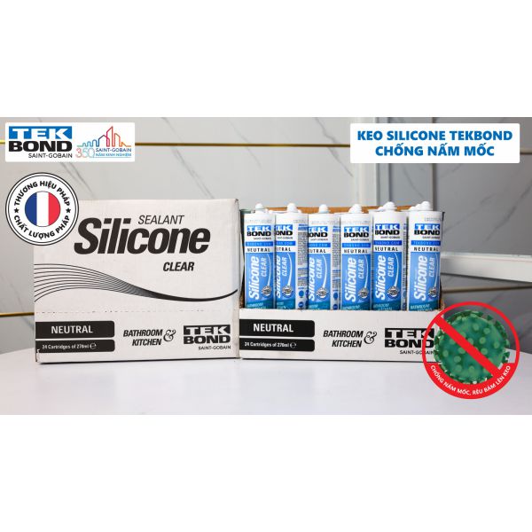 Keo Silicone chống nấm mốc chuyên dùng nhà bếp, nhà tắm và toilet - Keo Silicone Trung Tính Tekbond 270ml