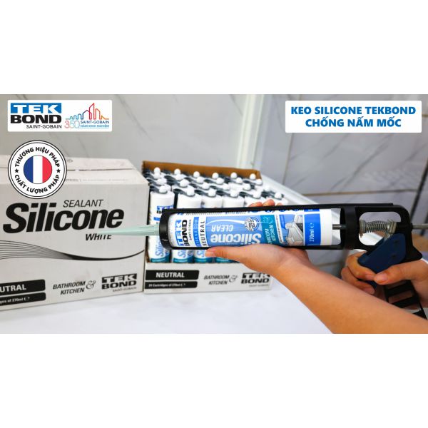 Keo Silicone chống nấm mốc chuyên dùng nhà bếp, nhà tắm và toilet - Keo Silicone Trung Tính Tekbond 270ml