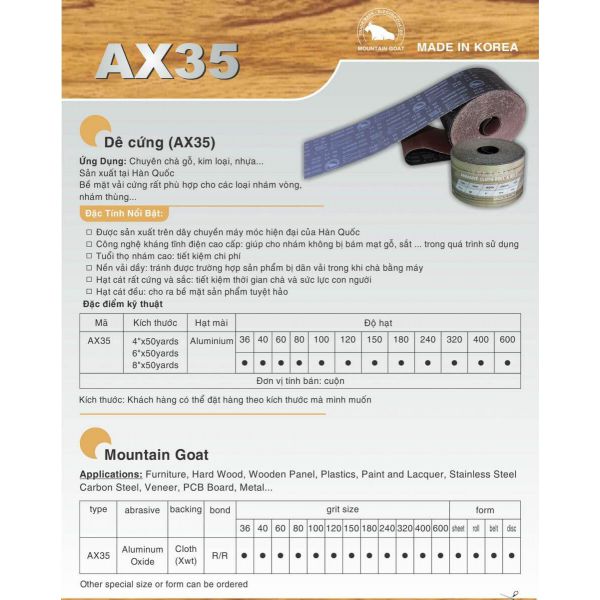 Vải Nhám Dê Cứng AX35 (Made in Korea)