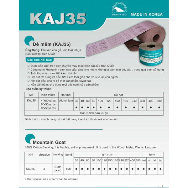Vải nhám Dê Mềm KAJ35 (Made in Korea)