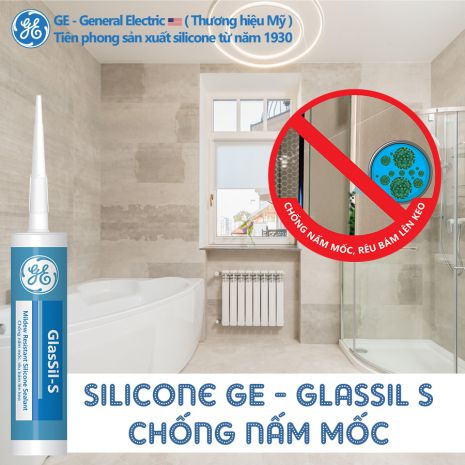 Keo Silicone GE - GlasSil-S chống nấm mốc, rêu bám ( Trung tính )