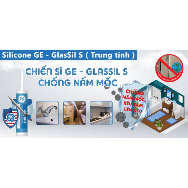 Keo Silicone GE - GlasSil-S chống nấm mốc, rêu bám ( Trung tính )