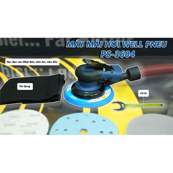 Máy chà nhám tròn lệch tâm hiệu Well Pneu PS3604 - tự hút bụi